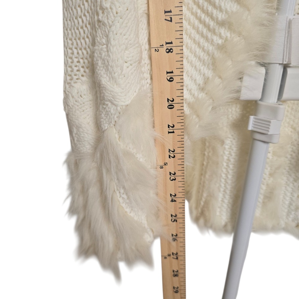 Lilly Pulitzer Cream Cable Knit Faux Fur Trim Open Front Sweater Vest XL - Picture 5 of 8